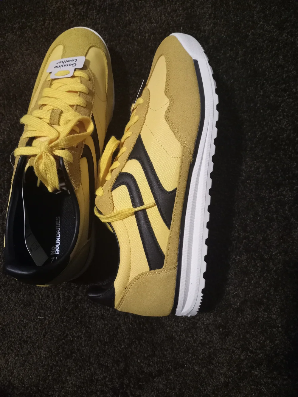 No Boundaries Men's NB Slim Yellow and Black Low-Top Sneakers Sz 12